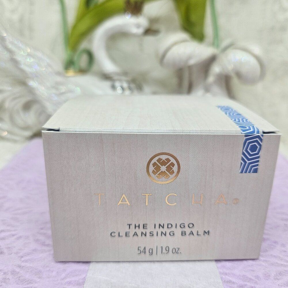 Tatcha indigo cleansing balm with Bamboo Face Cloth